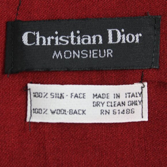 Christian Dior Wine Paisley Silk Face Wool Back Long Rectangle Muffle Scarf - Picture 7 of 8